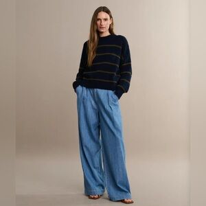 Jenni Kayne Newport Denim Trousers Size 10 | High-Rise Wide Trouser Leg